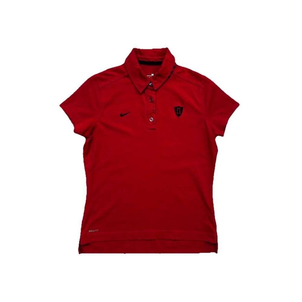 Nike Women's Medium Red Stanford Cardinal Polo Shirt Y2K Vintage Retro 2009 EUC
